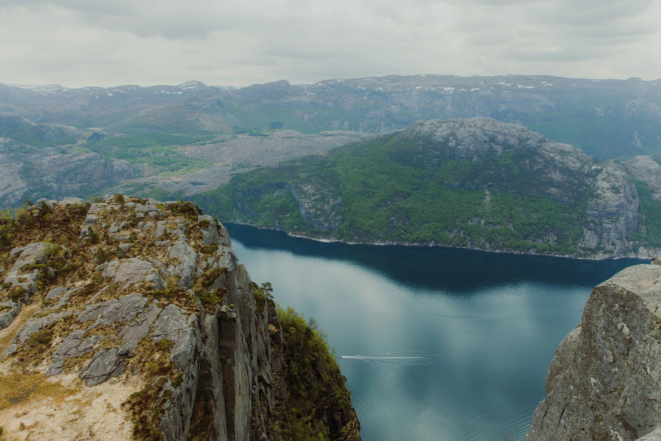 European alpine fjord and historic towns